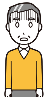  ニット中年男性(黄)-437-バスト ガーン,おじさん,男性,中年,お父さん,パパ,シニア,ミドルエイジ,人物,かわいいのイラスト素材