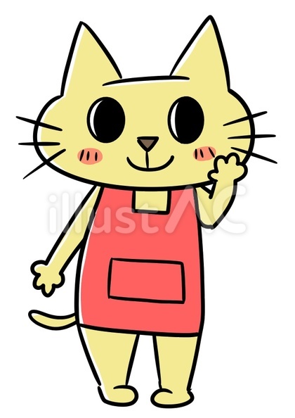 エプロンの猫 ママ お母さん