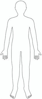 全身のシルエット（前面・線画） 体,身体,人体,全身,頭,肩,胸,腰,ヒップ,腕のイラスト素材