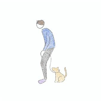 順番待ち 犬,男性,順番,待つ,日常のイラスト素材