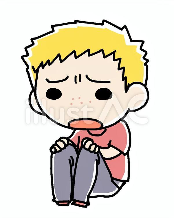落ち込む金髪男性 落ち込む,金髪,男性のイラスト素材