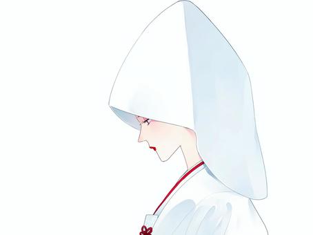 白無垢 人物,女性,花嫁,新婦,白無垢,綿帽子,和装,着物,結婚式,日本のイラスト素材