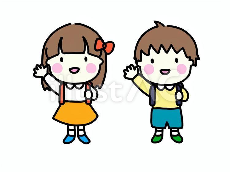 手を挙げる小学生 小学生,子ども,女の子のイラスト素材