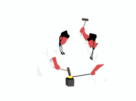 刀工 刀,刀鍛冶,職人,刀工,日本刀のイラスト素材
