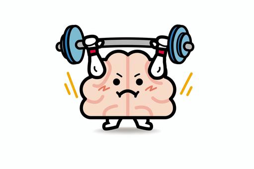 脳みそさん★重量挙げ 脳みそ,重量挙げ,バーベル,筋肉,鍛える,脳のイラスト素材