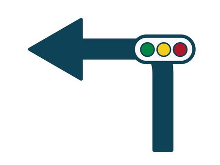 矢印（左折・信号付）01 信号,矢印,左,アイコン,マーク,シンプルのイラスト素材
