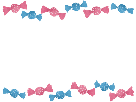 キャンディーのフレーム１ キャンディー,ブルー,ピンク,飴,お菓子,食べ物,包装紙,フレーム,挿絵,イラストのイラスト素材