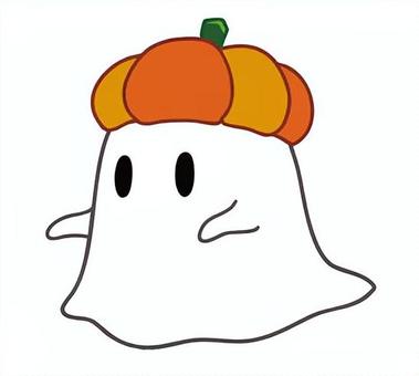 ジャックオーランタンの仮装をするおばけ ハロウィン,おばけ,オバケ,かわいい,秋,シンプル,可愛い,10月,イベント,子供向けのイラスト素材