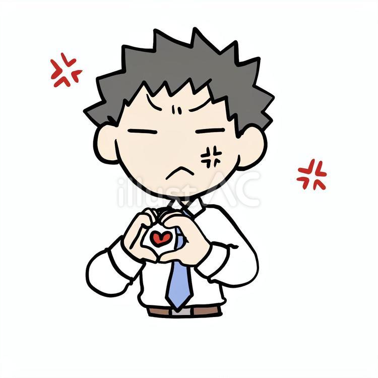 両手でハート作る怒る男性 男性,ハート,怒るのイラスト素材