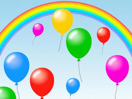 Rainbow and balloon wallpaper image simple background material landscape, , JPG