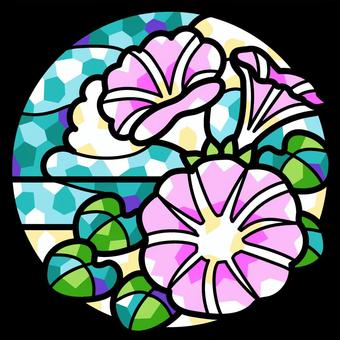 ステンドグラス風ハマヒルガオ ステンドグラス,ハマヒルガオ,花,植物,夏のイラスト素材