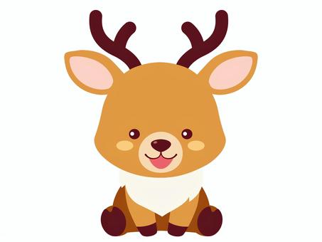 トナカイ/お座り 座る,トナカイ,お座り,シンプル,ベクター,かわいい,ミニキャラ,キュート,２頭身,３頭身のイラスト素材