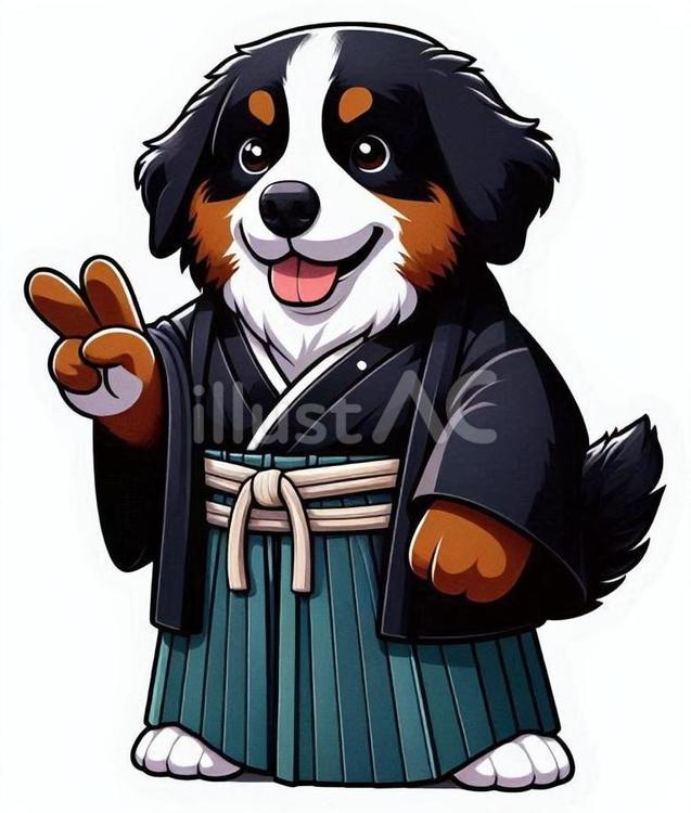 着ぐるみを着た犬 着物,犬,和風のイラスト素材