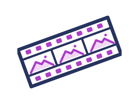 送り穴とコマが並ぶ映画のフィルム フィルム,送り穴,コマ,映画,映像,シネマ,山,記録,昔,アイコンのイラスト素材