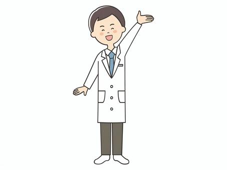 案内する白衣の男性 案内する白衣の男性 紹介,案内,説明,教える,紹介する,解説,アドバイス,重要,お知らせ,注目のイラスト素材