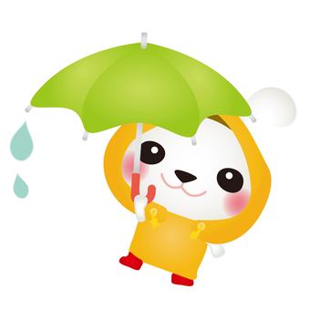 白うさぎレインコートと傘 うさぎ,傘,レインコート,かっぱ,長靴,雨具,雨,しずく,動物,かわいいのイラスト素材