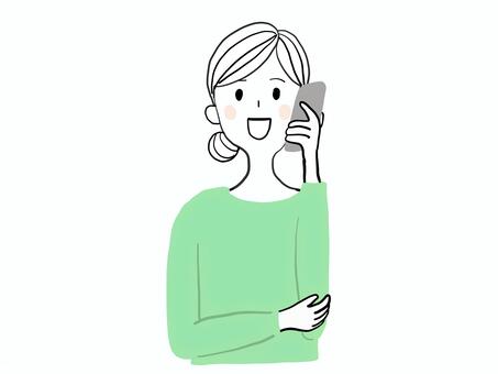 スマートフォンで電話する女性 スマートフォンで電話する女性 スマートフォン,スマホ,電話のイラスト素材