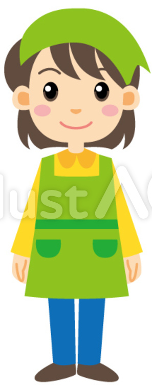 制服シリーズ★エプロン三角巾つき 制服,エプロン,作業服のイラスト素材