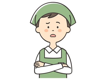 困った表情の男性店員 困った表情の男性店員 困る,不安,悩む,考える,心配,不満,疑問,店員,男性,パートのイラスト素材
