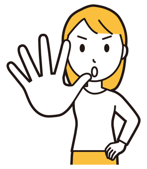  ロングヘア女性(黄)-023-バスト 中止,女性,女の子,人物,かわいい,禁止,止める,ストップ,注意,警告のイラスト素材