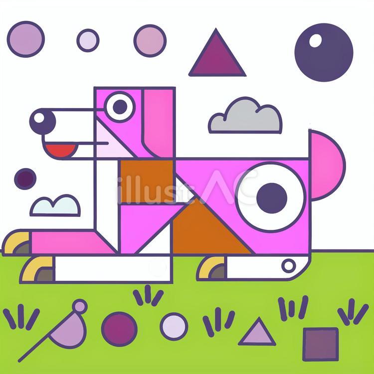 図形で描く動物（イヌ）２ イヌ,犬,図形のイラスト素材
