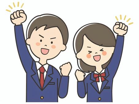 元気いっぱいな学生 やる気,頑張る,元気,頑張ろう,応援,ガッツポーズ,向上心,努力,挑戦,ファイトのイラスト素材