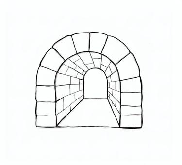 トンネル トンネル トンネル,線画,鉄道,モノクロ,石造りのイラスト素材