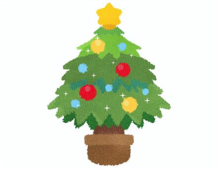 シンプルでかわいいクリスマスツリー クリスマス,クリスマスツリー,植木鉢,手書き,シンプル,ワンポイント,挿し絵,主線なしのイラスト素材