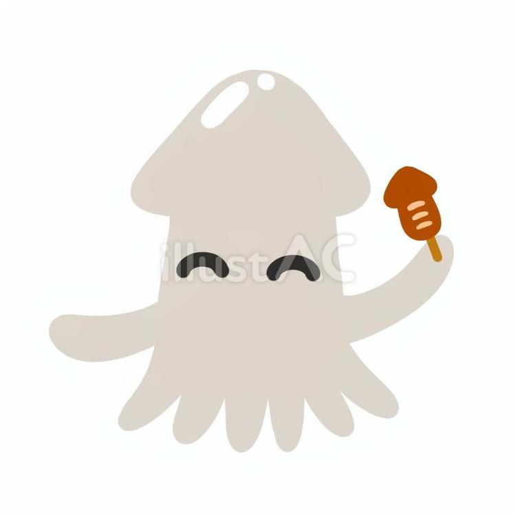 イカ・イカ焼き イカ,イカ焼き,笑顔のイラスト素材