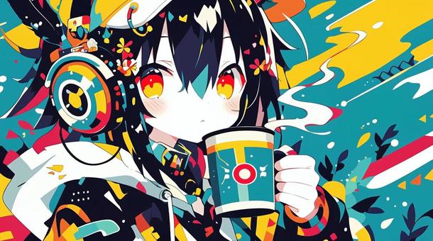 ポップなドリンクを飲む少女4