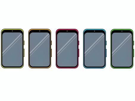 スマートフォン5 スマートフォン,通信機器,携帯,スイッチ,カメラ,画面,off,表,並べるのイラスト素材