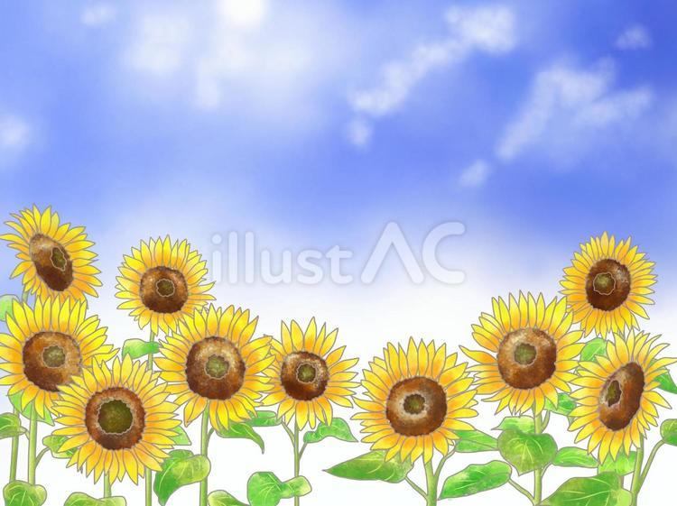 水彩風ひまわりの背景2 夏休み,背景,ひまわりのイラスト素材