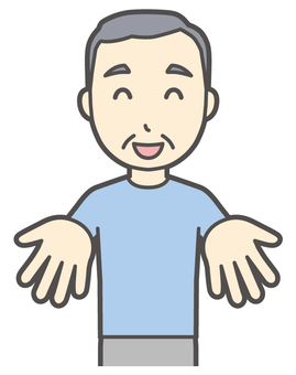  ロンTお爺さん-543-バスト ください,お爺さん,高齢者,老人,男性,祖父,人物,かわいい,ちょうだい,ねだるのイラスト素材