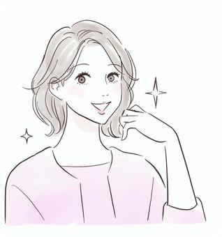 髪が綺麗になって嬉しい女性 美容,ヘアケア,女性,髪,髪の毛,ケア,毛先,枝毛,切れ毛,修復のイラスト素材