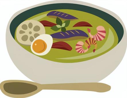 タイ　グリーンカレー タイ,グリーンカレー,エスニック,食べ物,エスニック料理,タイ料理,カレー,スープのイラスト素材