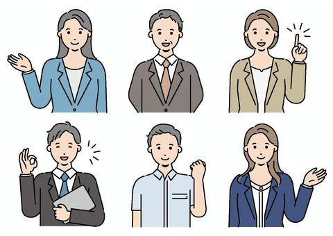 ビジネス関係バストアップセット　色付き 仕事,スーツ,男性,女性,会社,職場,会社員,営業,営業マン,ビジネスのイラスト素材