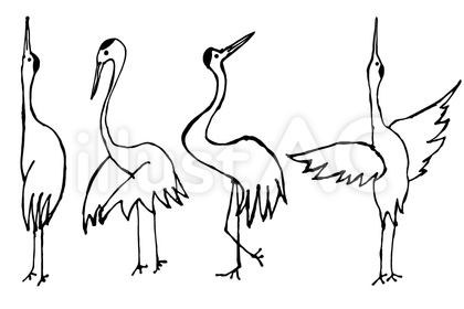 鶴 手書きイラスト