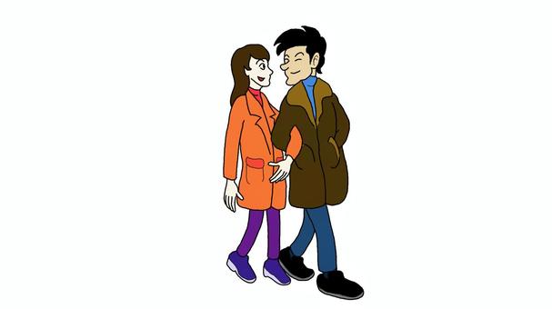 Illustration, a date, a couple, winter, 