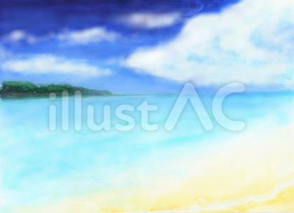 海辺 水彩