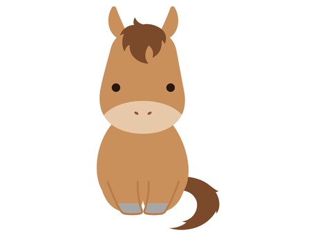 正座してお辞儀をする馬 馬,正座,お辞儀,礼,午年,午,動物,横,かわいい,可愛いのイラスト素材