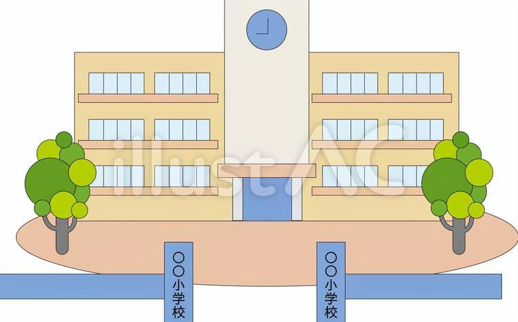 小学校 校舎,ピクト,アイコンのイラスト素材