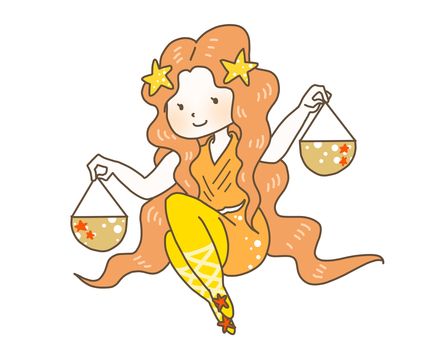 天秤座の女性 天秤座,星座,星占い,占い,占星術,12星座,星,女性,女の子,キャラクターのイラスト素材
