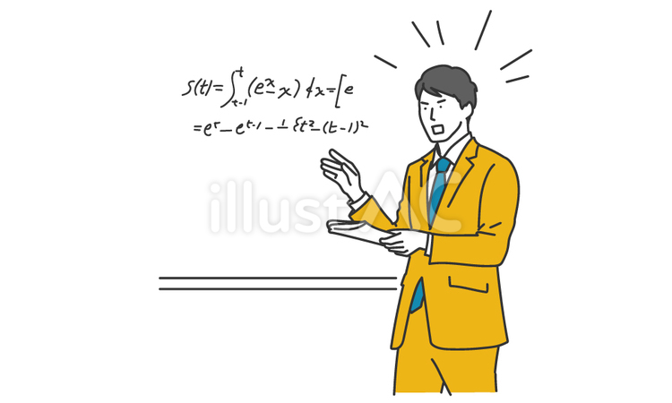 数学を教える熱血講師の男性イラスト 講師,塾,熱血のイラスト素材