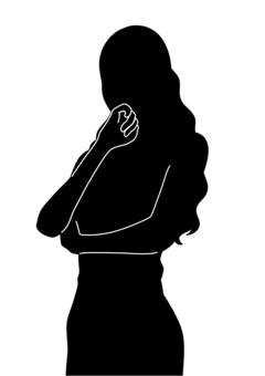 Silhouette of a woman with folded arms, , JPG and PNG