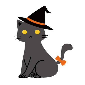 黒猫のイラスト02 猫,cat,黒猫,クロネコ,ブラックキャット,黒,ペット,動物,飼い猫,リボンのイラスト素材