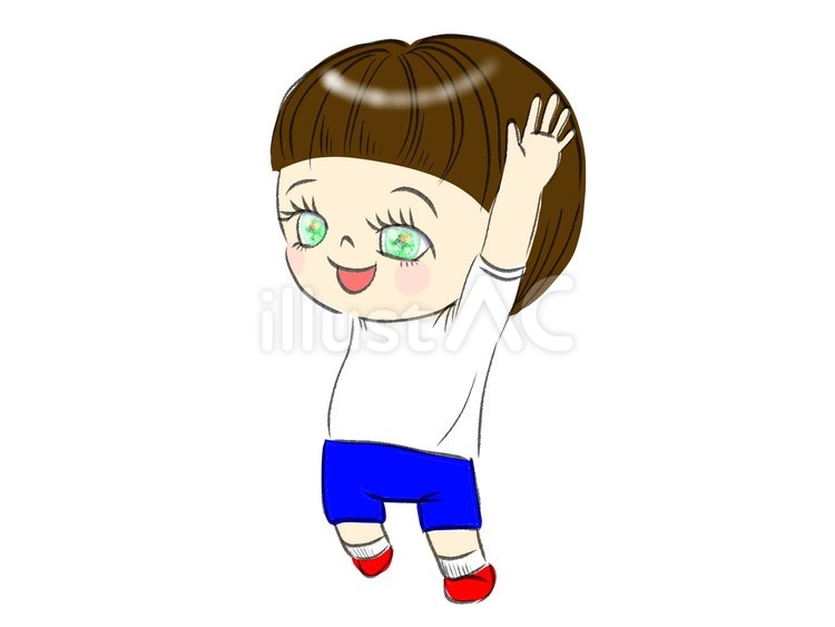運動会03 子ども,女の子,体操服のイラスト素材