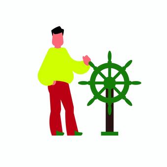人物 023 男性,人物,舵,船,操作,船長,海,イラスト,コントロール,ステアリングのイラスト素材