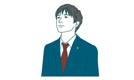 上を見上げる制服姿の男子高校生のイラスト 高校生,教育,ブレザー,ネクタイ,男子,人物,10代,制服,学生,生徒のイラスト素材