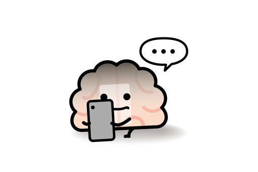 脳みそさん★スマホ中毒 脳みそ,スマホ,中毒,脳,暗い,無言のイラスト素材