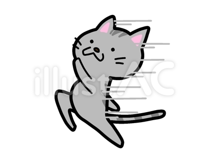 イラスト素材:走るサバトラ猫 1